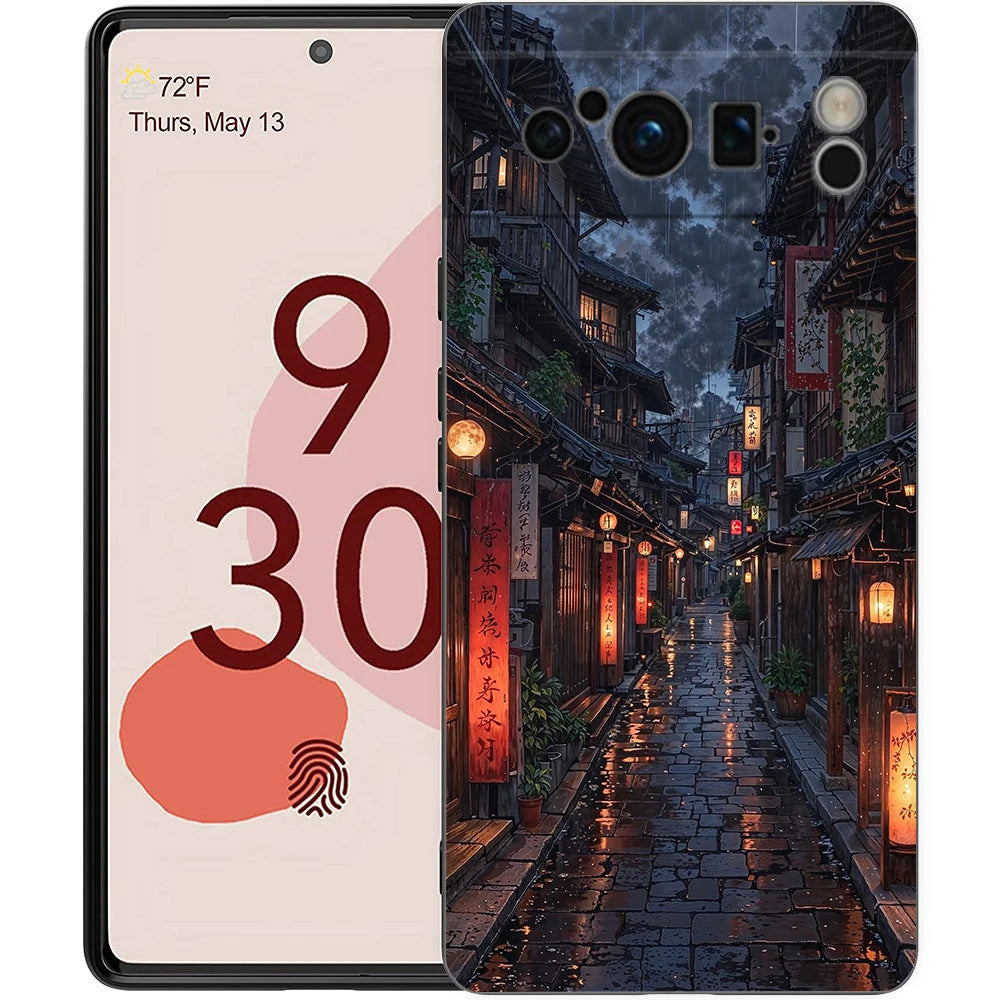 fashion art sunset glow painting Phone Case For Google Pixel 9 8 9A 8A 7 7A 6 Pro XL 6A 5G Black Soft Back Luxury TPU Cover