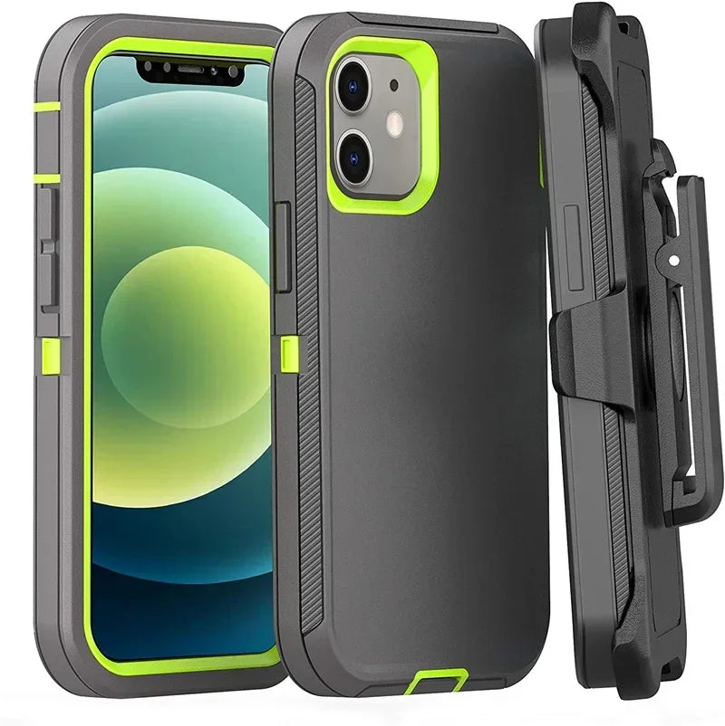 3 in 1 Military Armor Shockproof Phone Case For IPhone 16 15 14 13 12 11 Pro Max 14Plus XS XR Otter Case Box Belt Clip Cover