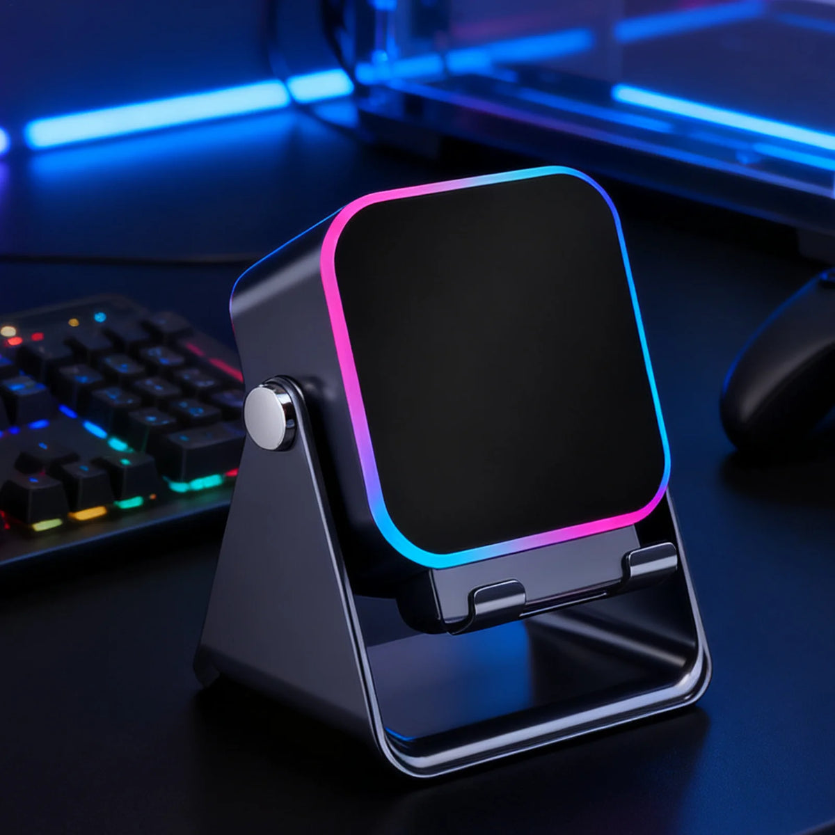 5 In 1 Wireless Induction Speaker Phone Holder with 8 RGB Modes HIFI Sound Bluetooth Desktop Stand