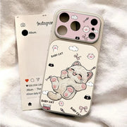 Embroidere Cat Large Viewing Window Phone Case For iPhone 17 Air 16 15 14 13 12 11 Pro Max Pro Dustproof Hard Skin texture Cover
