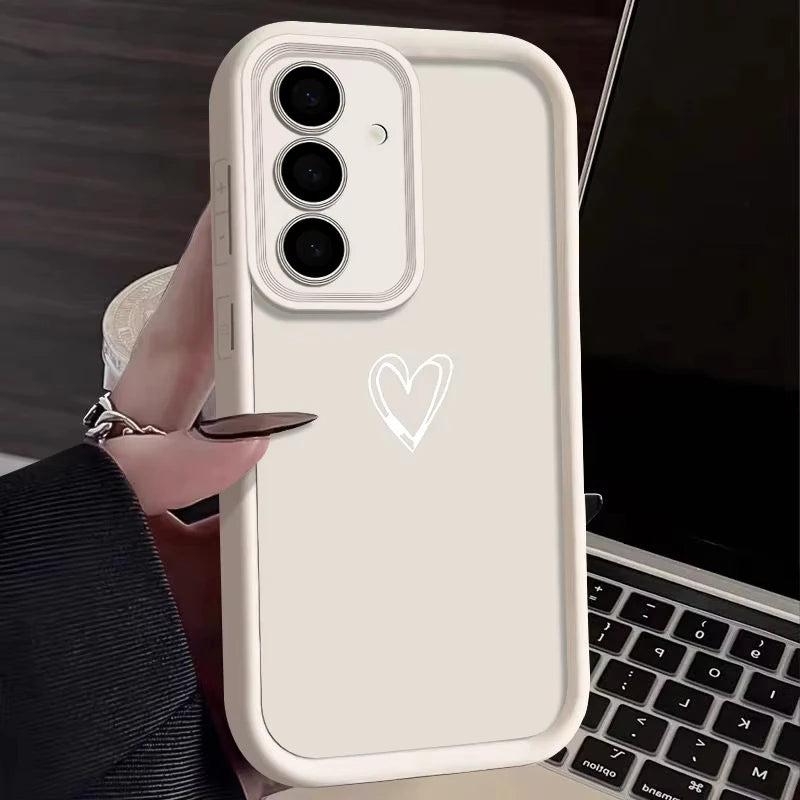 Simple Love TPU Case For Samsung S26 S25 S24 S23 S22 S21 Ultra Plus FE S25 edge A54 Shockproof Solid Color Silicone Phone Cover
