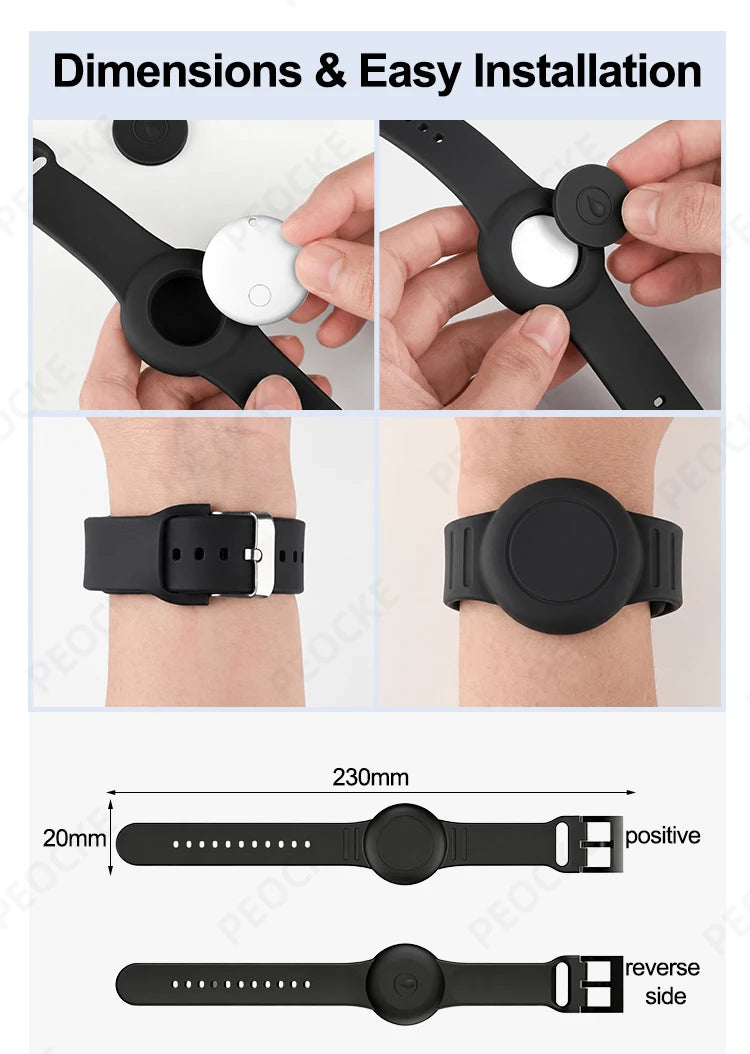 Smart Location Tag With Adjustable Silicone Wristband Works with Android Google Find Hub Anti-Lost GPS Tracker Bluetooth Locator