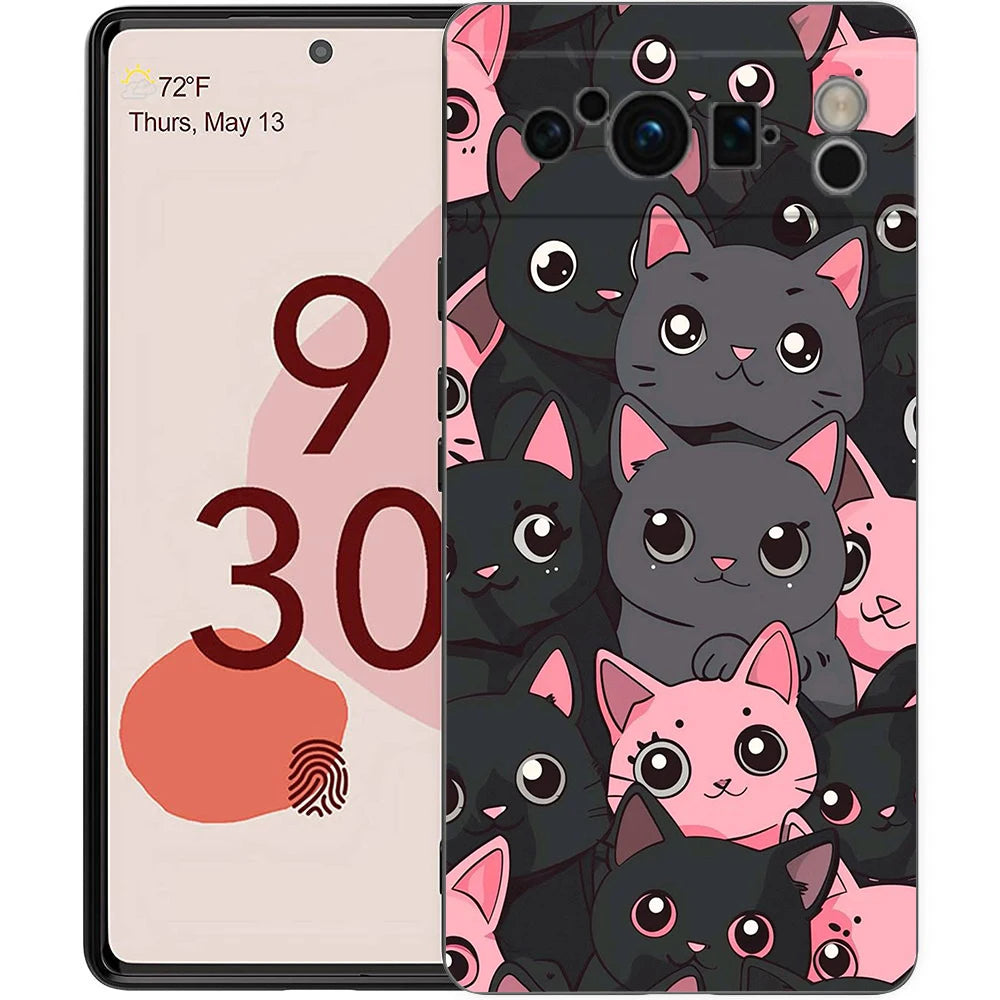 For Google Pixel 10 Pro Phone Case Pixel 9 Pro XL TPU Case Pixel 8 Pro 9A 8A 7A 7 6A 6 Pro Soft Cover Cute Cartoon Cat