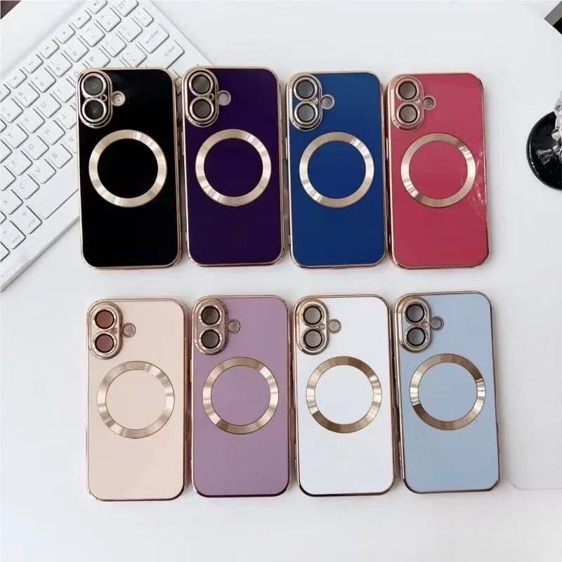Luxury Plating For Magsafe Magnetic Phone Case For Samsung Galaxy S26 Ultra S25 Edge S24 S23 S22 S21 S20 FE S10 Plus Soft Cover