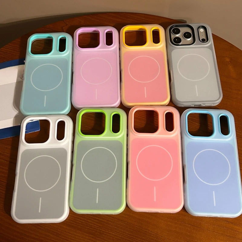 Luxury Magnetic Candy Jelly Color Phone Case For iPhone 11 12 13 14 15 16 17 Pro Max Plus Magsafe Bumper Matte Back Cases Cover