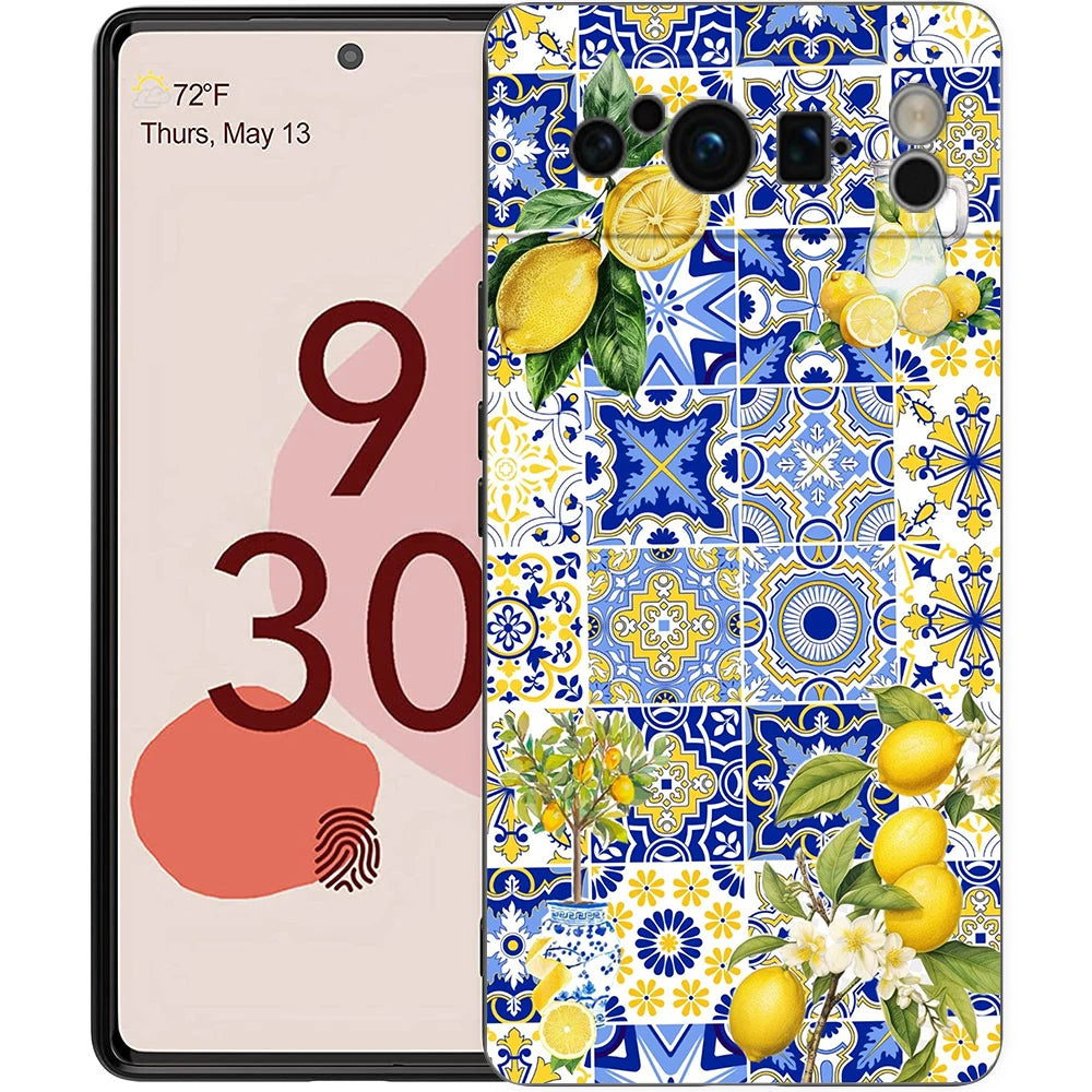 Summer Fruits Lemon Print Phone Case For Google Pixel 10 9 8 7 Pro 9A 8A 7A 6A 6 Pro XL Soft TPU Bumper Black Cover