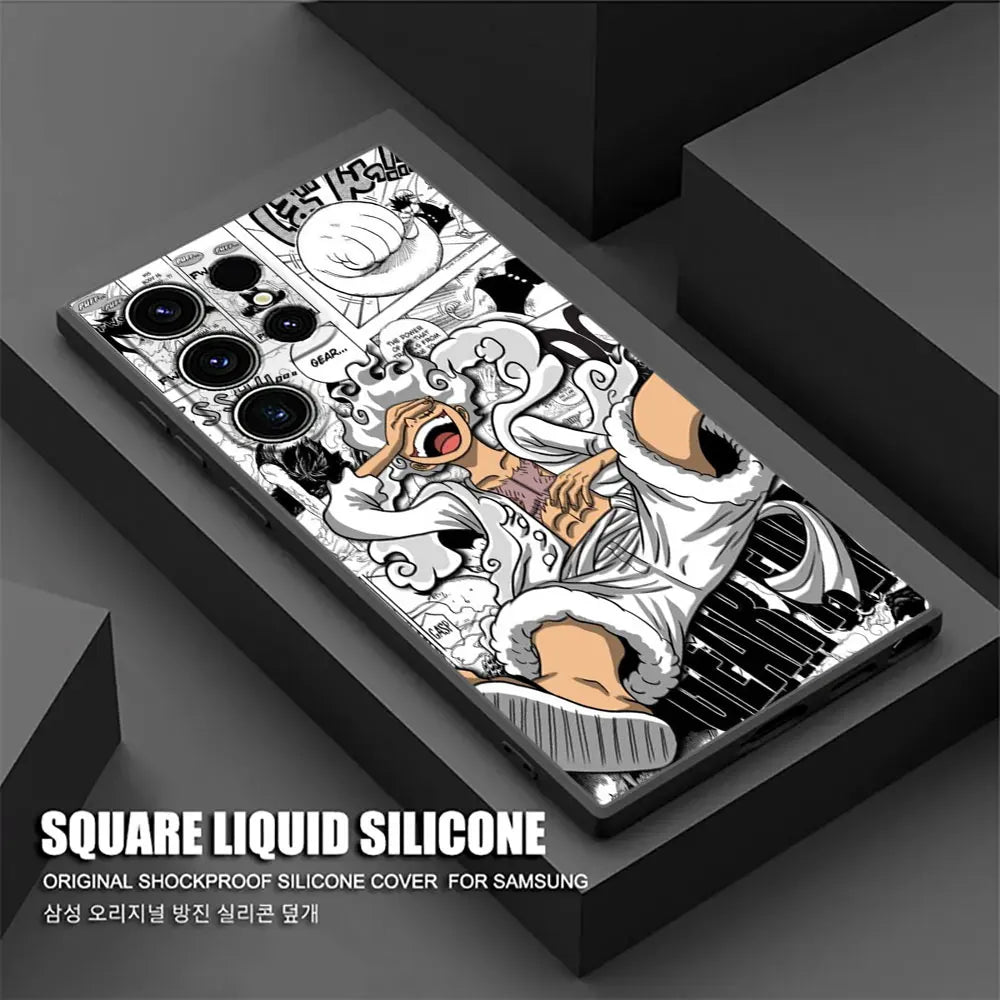 Japan O-One Piece Luffy Gear 5 Phone Case For Samsung Galaxy S25 S24 S23 S20 S21 FE S26 S22 Ultra S26 Plus S25FE Silicone Cover
