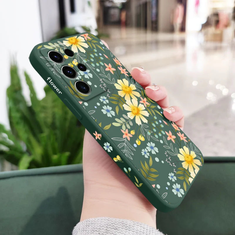 Kiss Flowers Phone Case For Samsung Galaxy S25 S24 S23 S22 S21 S20 S10 S10E S9 Ultra Plus FE Note 20 Ultra 10 9 Plus Cover