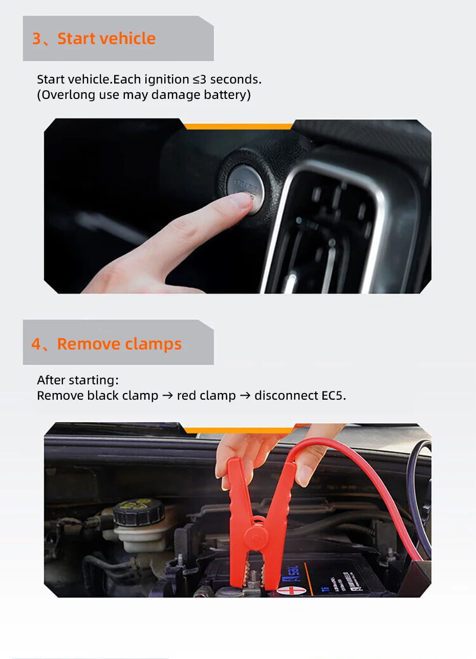 Vyvylabs Car Jump Starter with Air Compressor 150PSI Tire Inflator 4In 1 Emergency Battery Starter Power Bank LED Flashlight 12V
