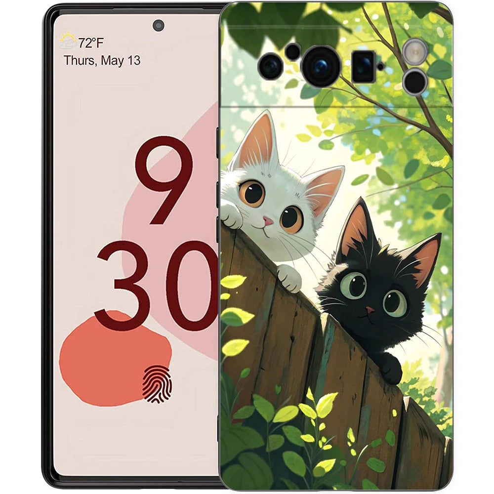 For Google Pixel 10 Pro Phone Case Pixel 9 Pro XL TPU Case Pixel 8 Pro 9A 8A 7A 7 6A 6 Pro Soft Cover Cute Cartoon Cat