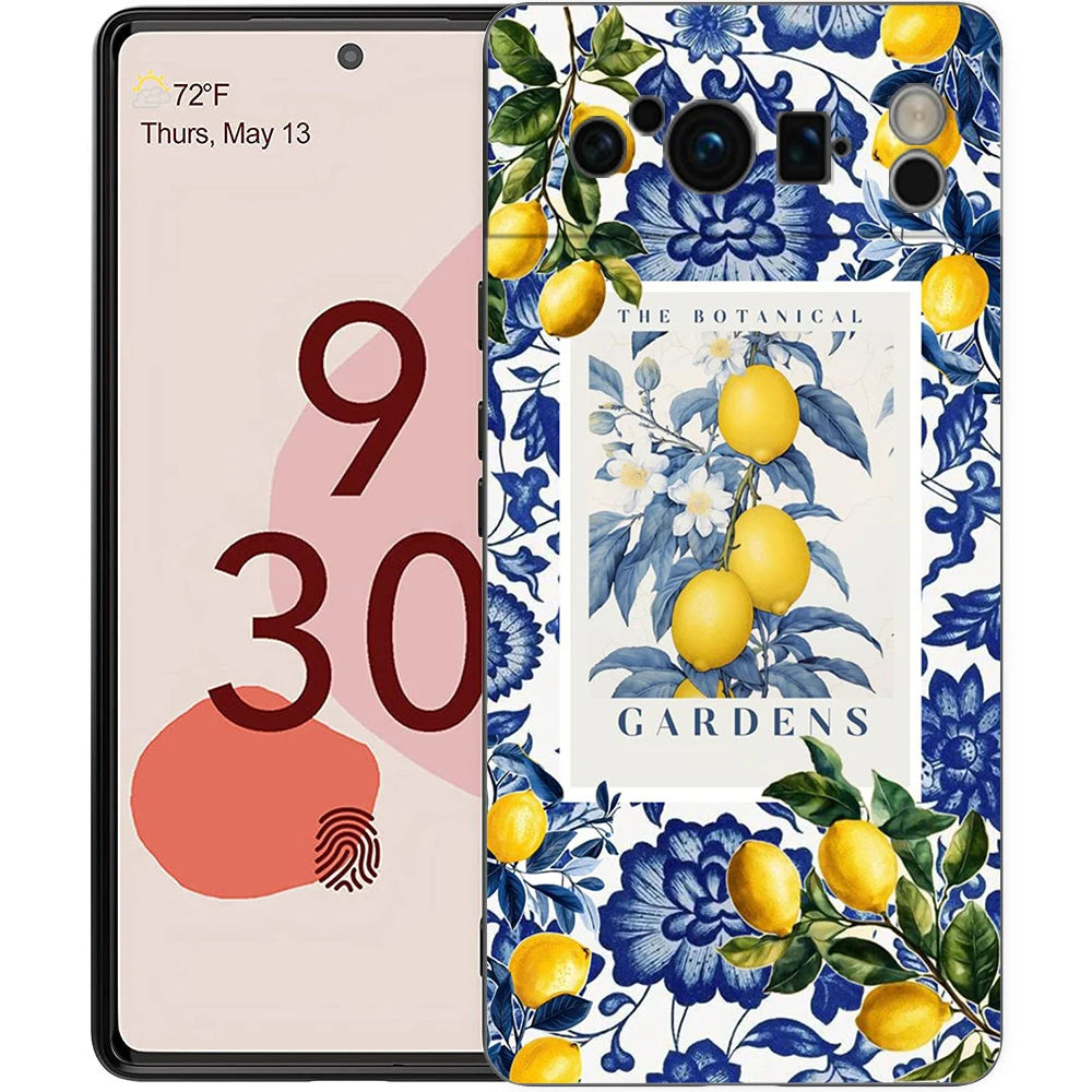 Summer Fruits Lemon Print Phone Case For Google Pixel 10A 10 9 8 7 6 Pro XL 9A 8A 6A 7A 5G Soft Shockproof TPU Black Cover