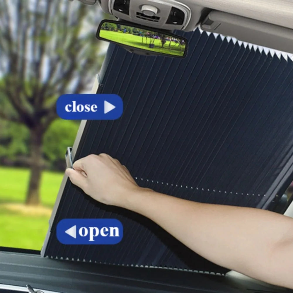 Automobile sunscreen, heat insulation, sunshade, automatic telescopic folding front glass sunshade cover,  suction cup sunshade