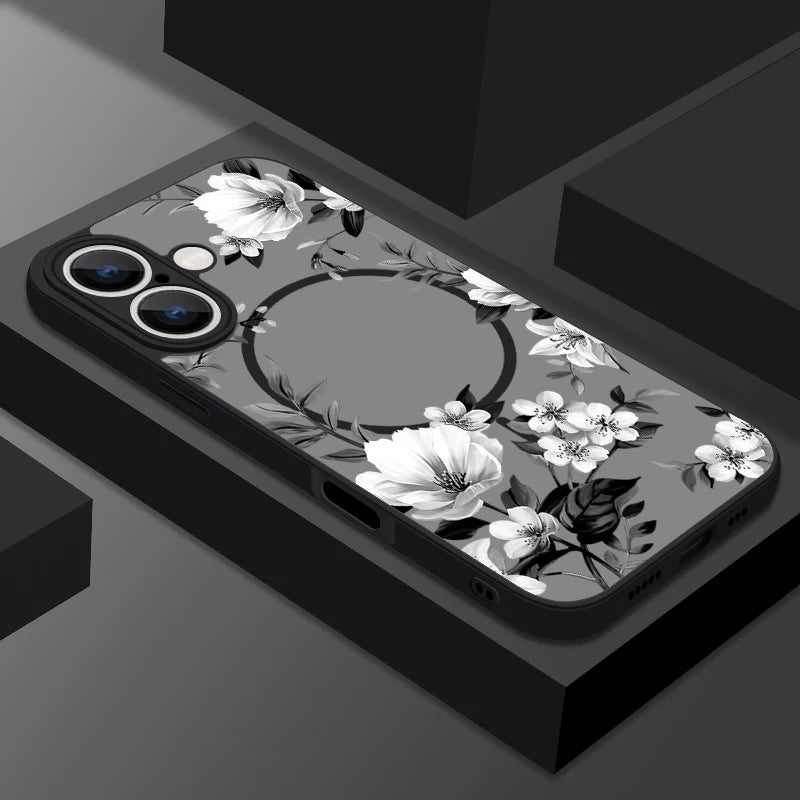 Translucent Matte Phone Case For iPhone 17 17e 16e 16 15 Pro 14 13 Pro Max For Magsafe Colorful Small Flowers Print Back Cover