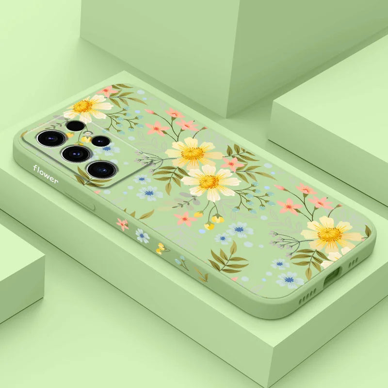 Kiss Flowers Phone Case For Samsung Galaxy S25 S24 S23 S22 S21 S20 S10 S10E S9 Ultra Plus FE Note 20 Ultra 10 9 Plus Cover