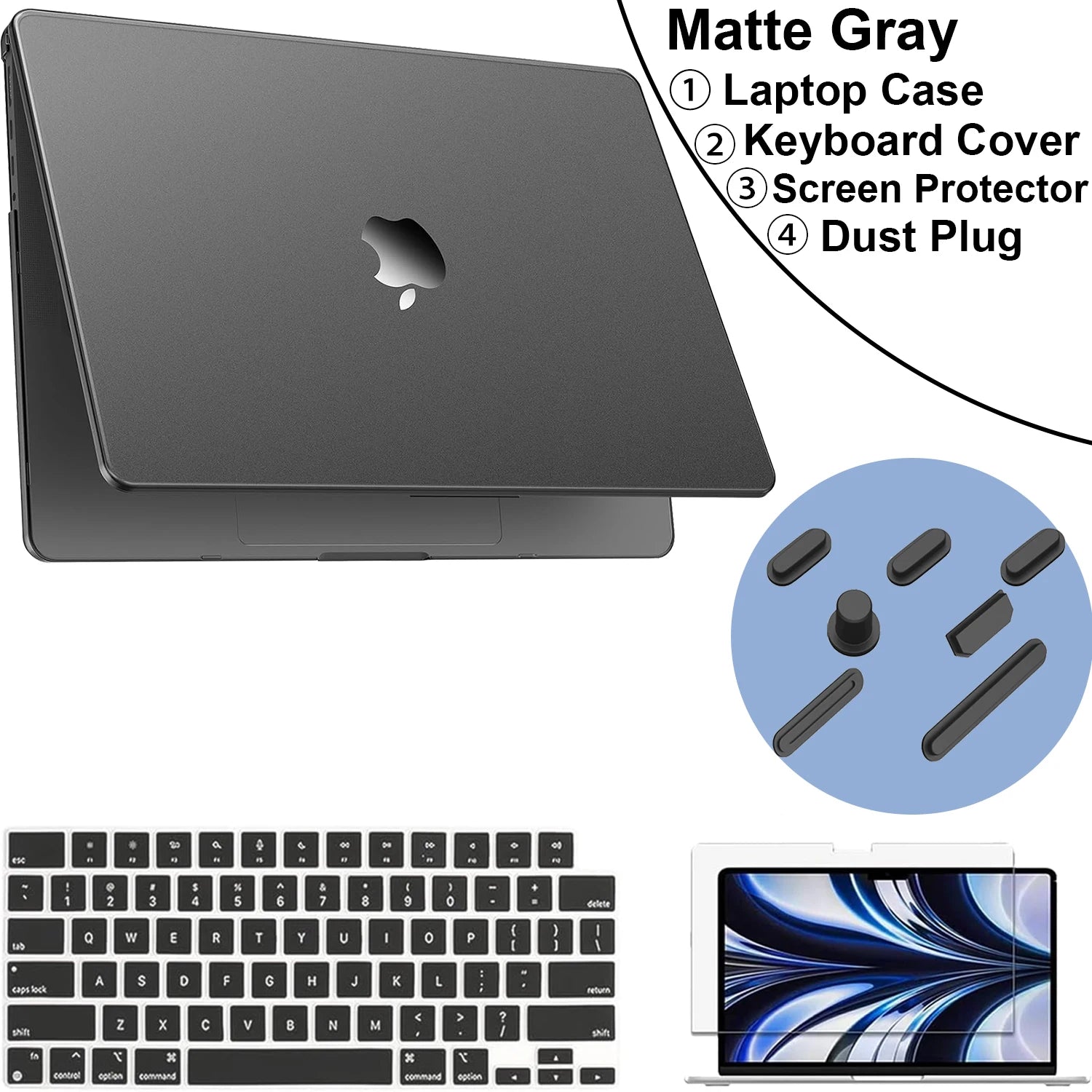Matte Laptop Case For MacBook Air 13.6 inch Case M5 M4 M3 M2 2026-2022 Release Model A3240 A3113 A2681,For MacBook Accessories