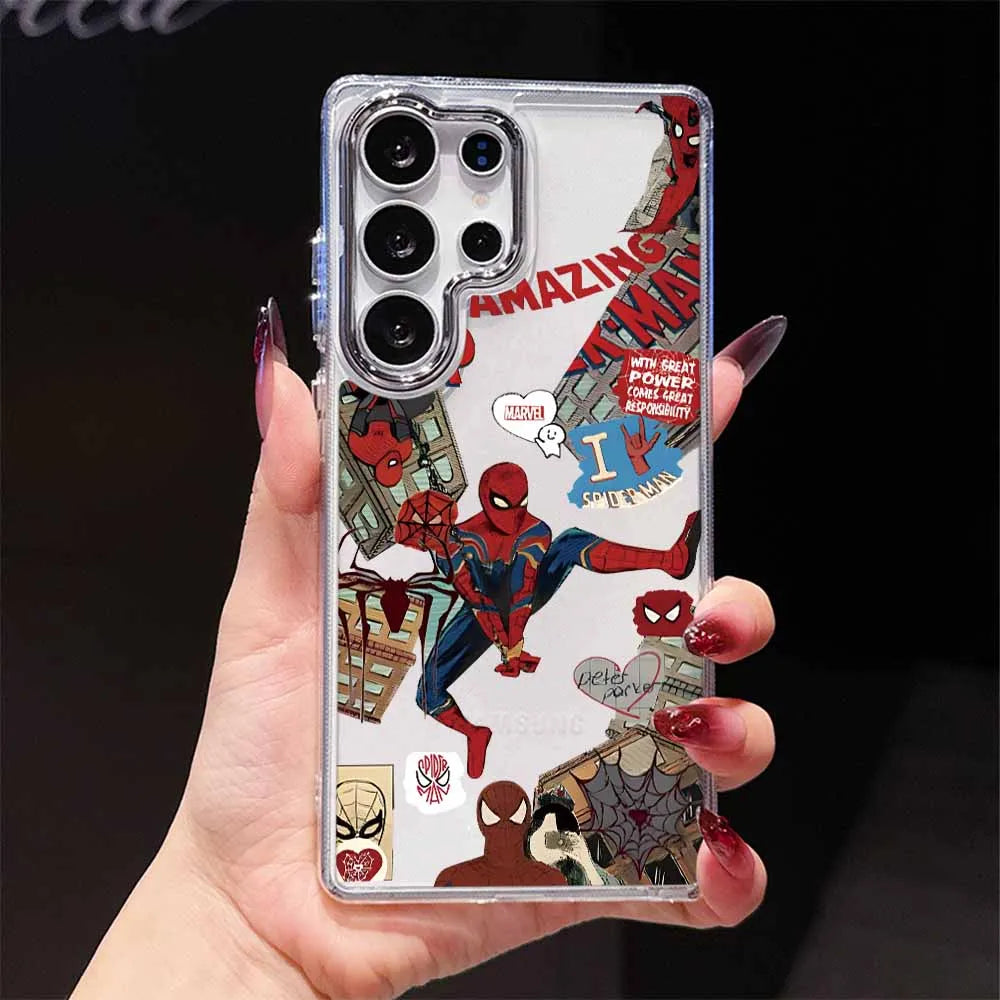 Spider-Man Anime For Samsung Galaxy S26 S25 EDGE S24 S23 S22 S21 S20 FE Ultra Plus Transparent Soft Phone Case