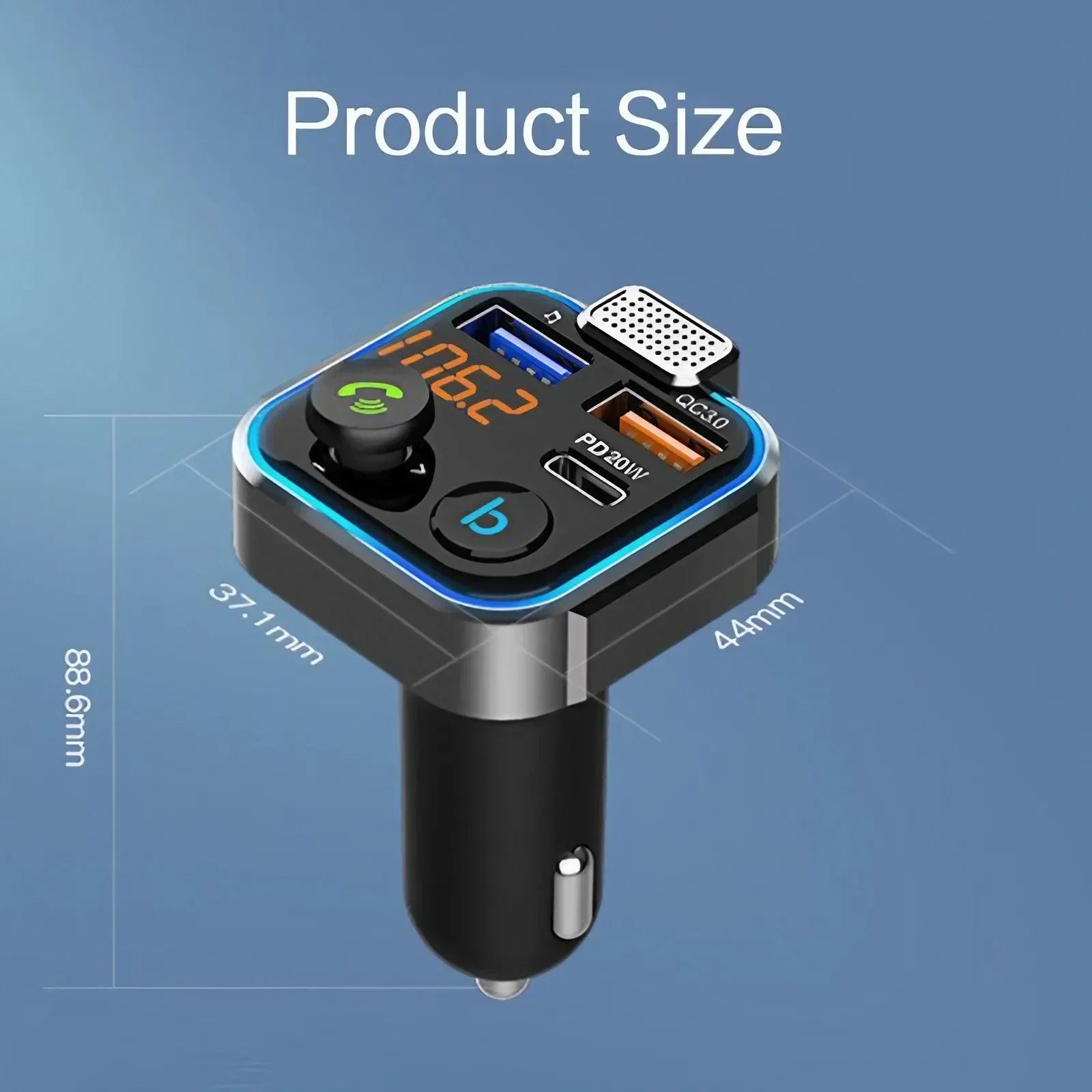 4 in 1 Retractable Car Charger Fast Charging Car Charger  with USB Type-C Cable & 2 Type C Charging Ports, Universal Car Charger