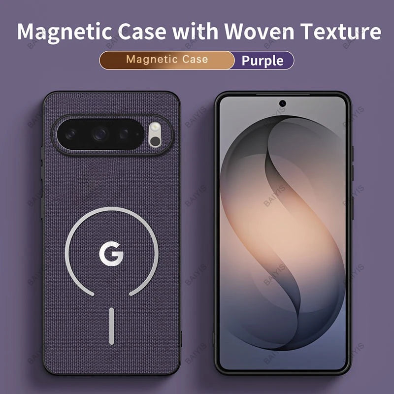 Busiens Woven Fabric Texture Wireless Charging Phone Case for Google Pixel 11 Pro 10 9 Pro XL 10A 9A for MagSafe Anti-drop Cover