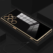 Luxury Plating Silicone Lanyard Phone Case For Samsung Galaxy S26 S25 Ultra S24 S23 FE S22 S21 S20 Plus Shockproof Cover Fundas