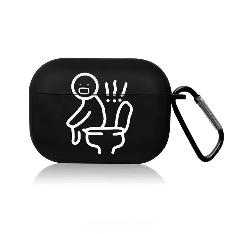 Creative Line Cute Black Earphone Case for AirPods Pro 3/Pro 2 /Pro/4 /3 /1or2 Headset Protective Cover Cute Cartoon Simple Case