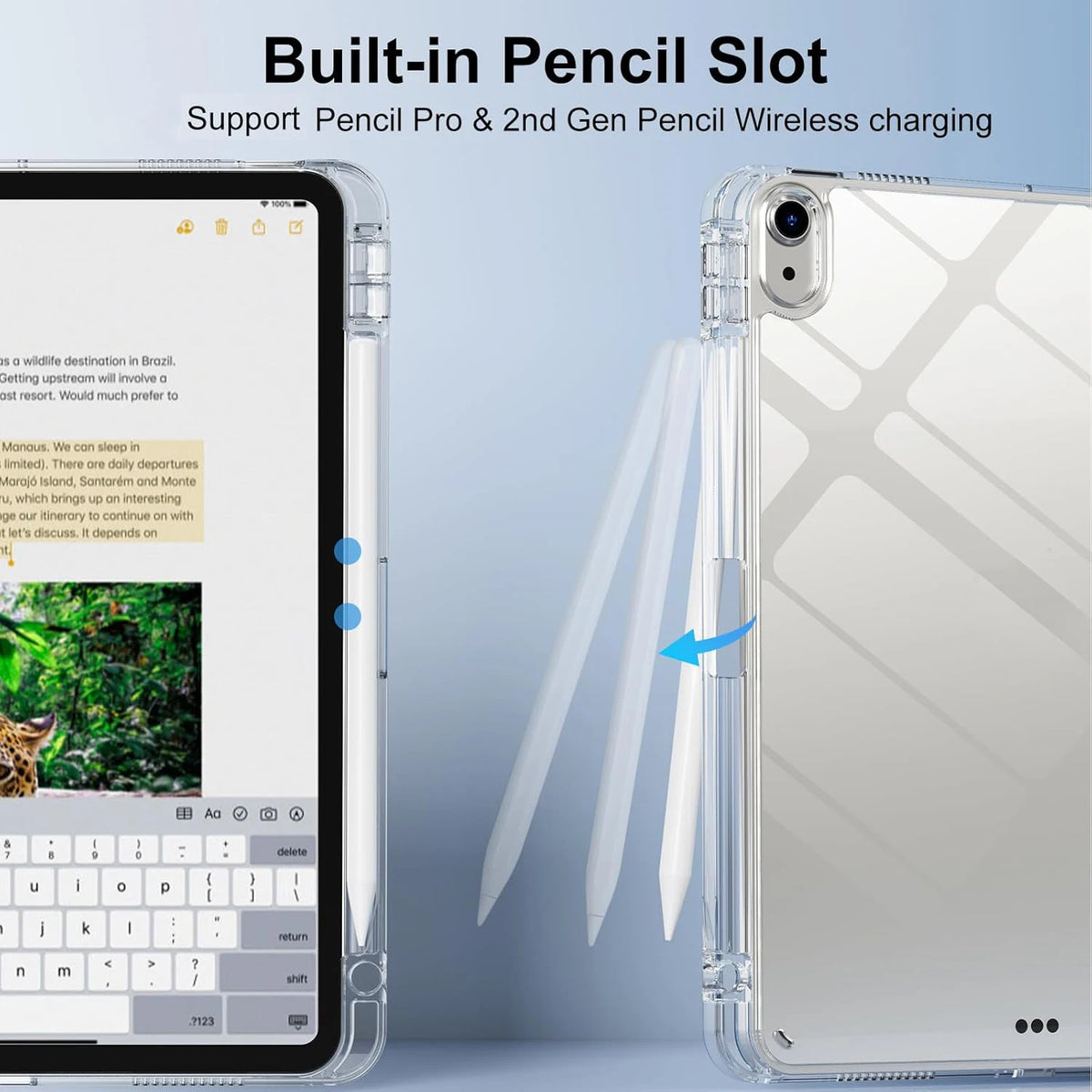 Clear Crystal Tablet Case With Pen Slot For iPad 10th 11th Gen 2025 7/8/9 10.2'' Air 4 5 6 7 11 Air 2 9.7 Pro 11 Mini 6 7