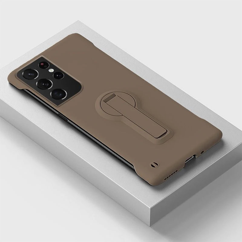 Luxury Frameless Hard PC Phone Case For Samsung S24 S23 S22 S21 S20 S25 Edge FE S10 Note 20 Ultra 10 Plus Stand Back Cover