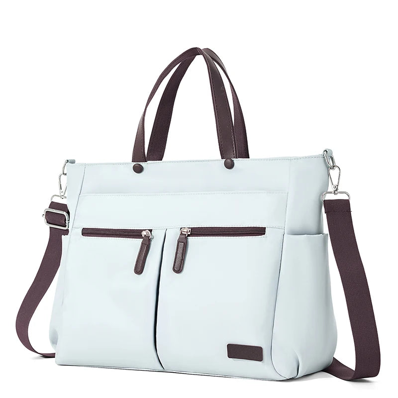 [ Laptop Bag ] Nylon casual ladies' laptop bag, daily commuting briefcase, lightweight double main pocket single-shoulder bag