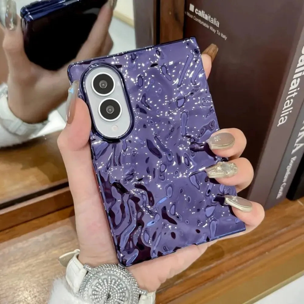 Luxury Plating Water Ripple Advanced Phone Cases for Samsung Galaxy Z Fold 8 Ultra 7 6 5 4 Fold8 Shockproor Ultra-thin PC Cover