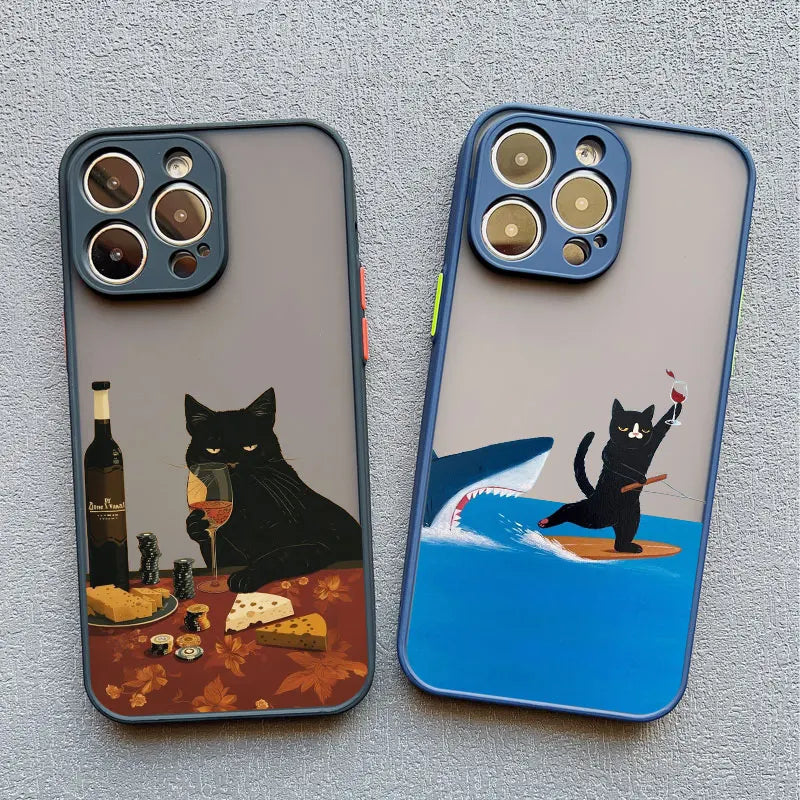Funny Cat Daily Life Phone Case For iPhone 16 17 pro max Cases 11 12 14 Pro Max Mini 13 15 Plus XR Shockproof  Back Covers