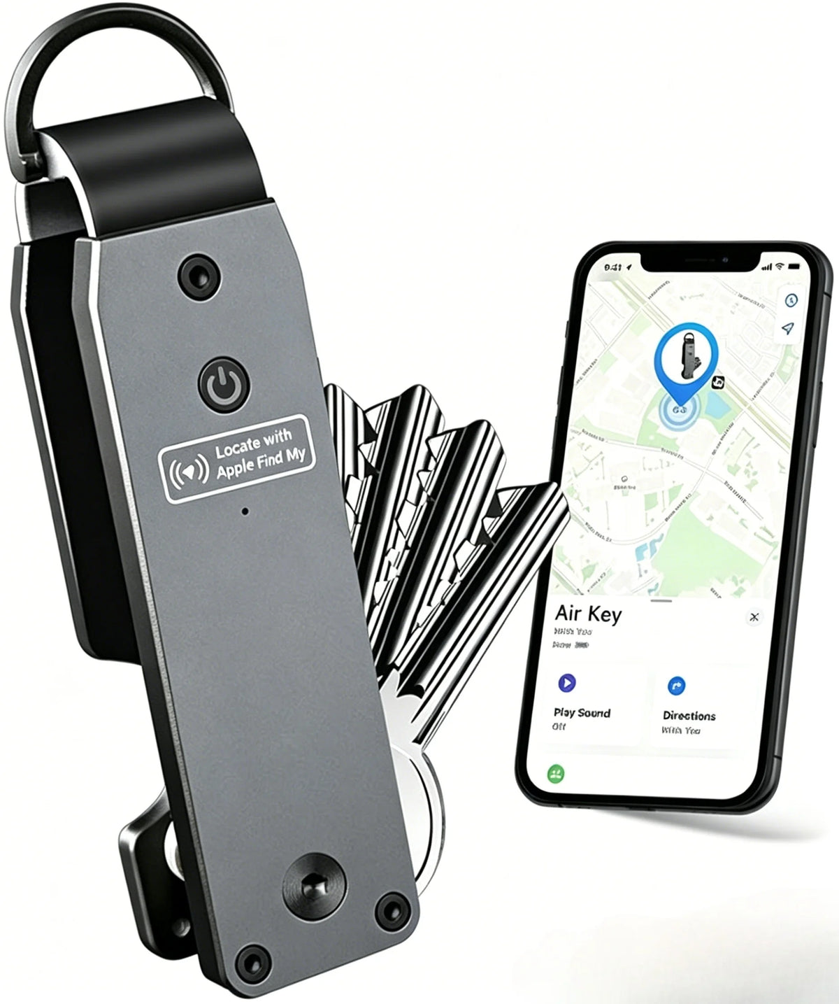 Air Keychain Car Key Chains with GPS Tracker Key Finder Built-in Airtag Chips Works with Apple Find My iOS Only Key Organizer