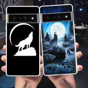 Phone Case Cover for Google Pixel 10 9 8 7 6 5 4 4XL Soft TPU 7A 6A 5A 4A 3A Pro XL 5G Transparent Shell Moon Roaring Wolf Capas