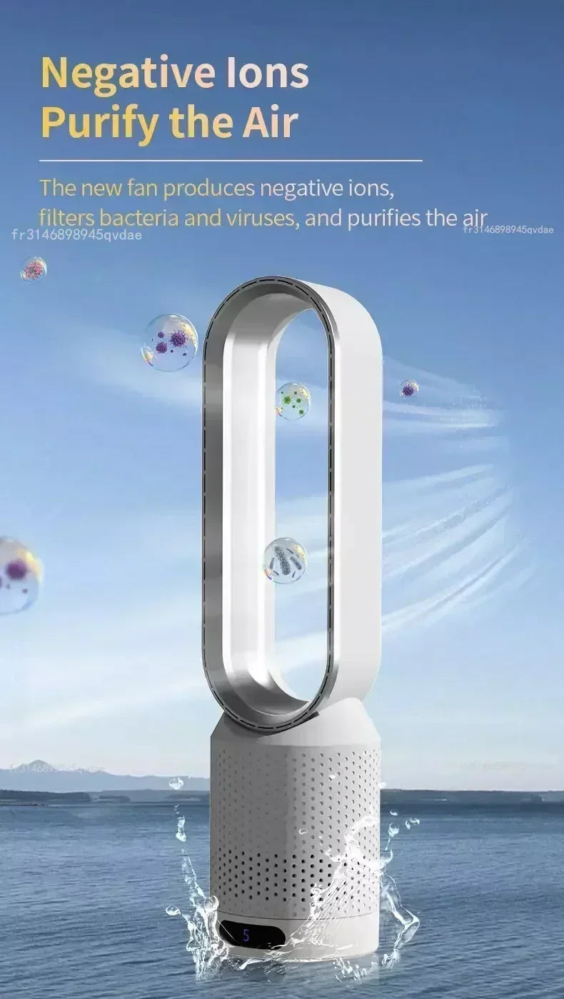 2026 Space Saving Bladeless Tower Fan Energy Saving Air Purifier Circulator Ultra Quiet Fan for Home Dorm Office
