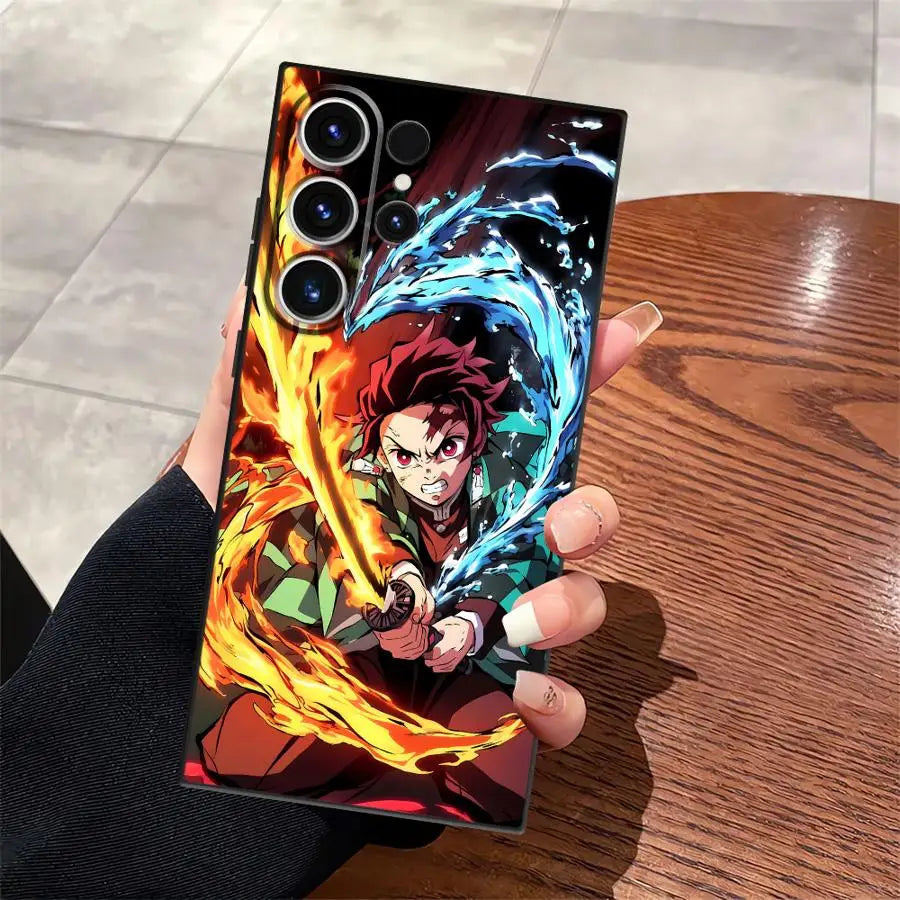 Case for Samsung Galaxy S25 Edge S23 Ultra S24 Plus S21 FE S20 Black Soft Phone Cover Anime D-Demon S-Slayer