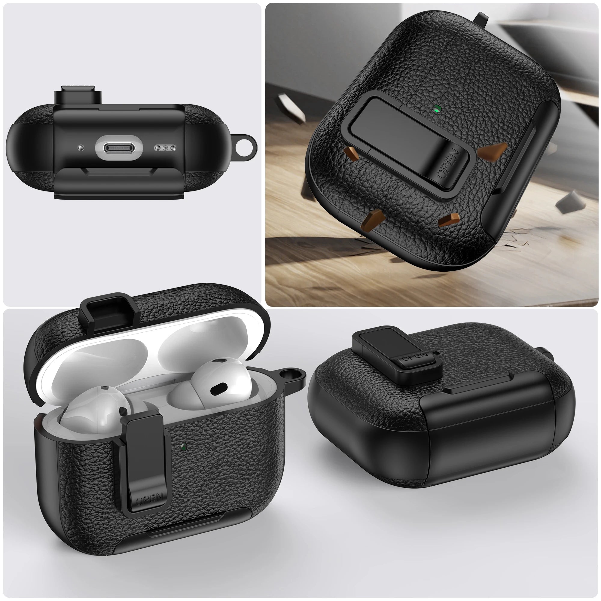 New Earphone Cover For AirPods Pro 3 3rd Generation Protective Case With Secure Lock Invisible Phone Stand Leather Texture Cover