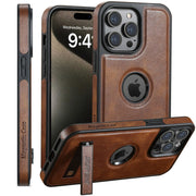 For iPhone 15 14 13 12 Pro Max Leather Case, [Compatible with Mag-safe] Built-in Invisible Stand Protective Slim Kickstand Cover