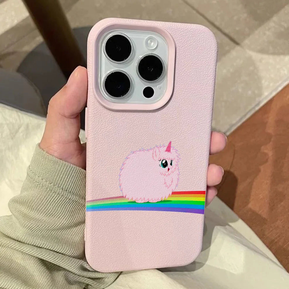 Cartoon Furbys Lichee leather pattern Phone Case For iPhone 17 16e 16 15 14 13 12 11 Air Pro Max Plus X XR XSMax Shockproof