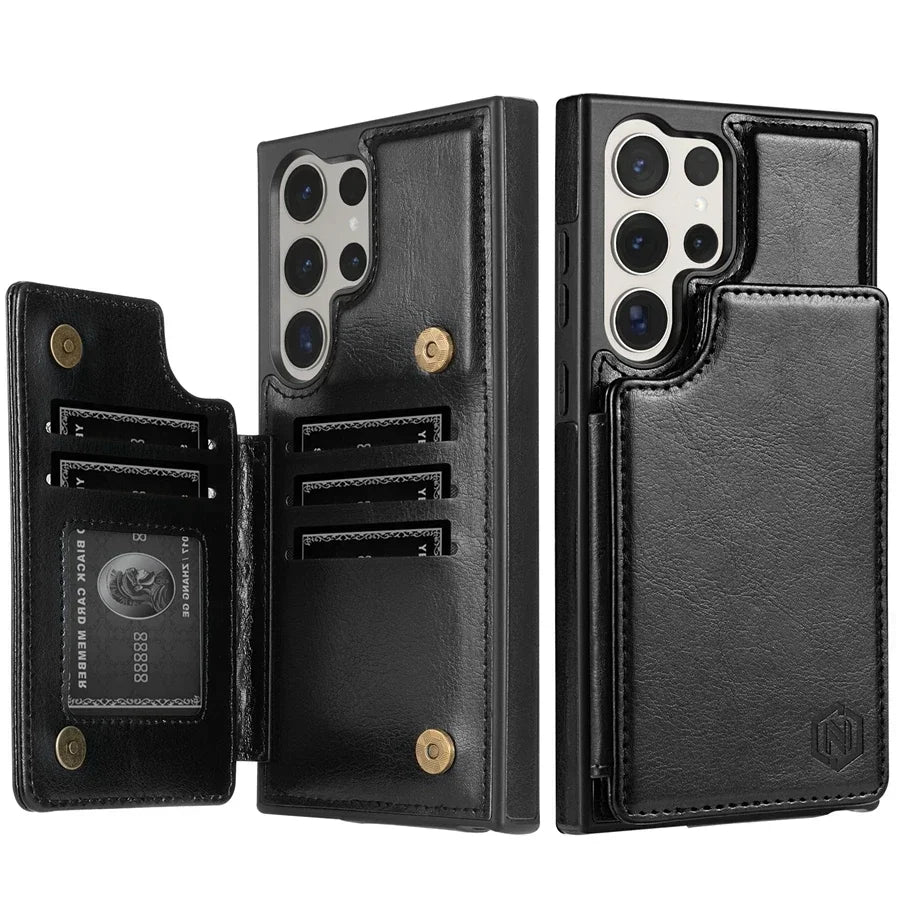 Wallet RFID Blocking Layer Protect Anti-Theft Magnetic Leather Case For Samsung Galaxy S25 Ultra S24 Plus S23 S22 S21 S20 FE