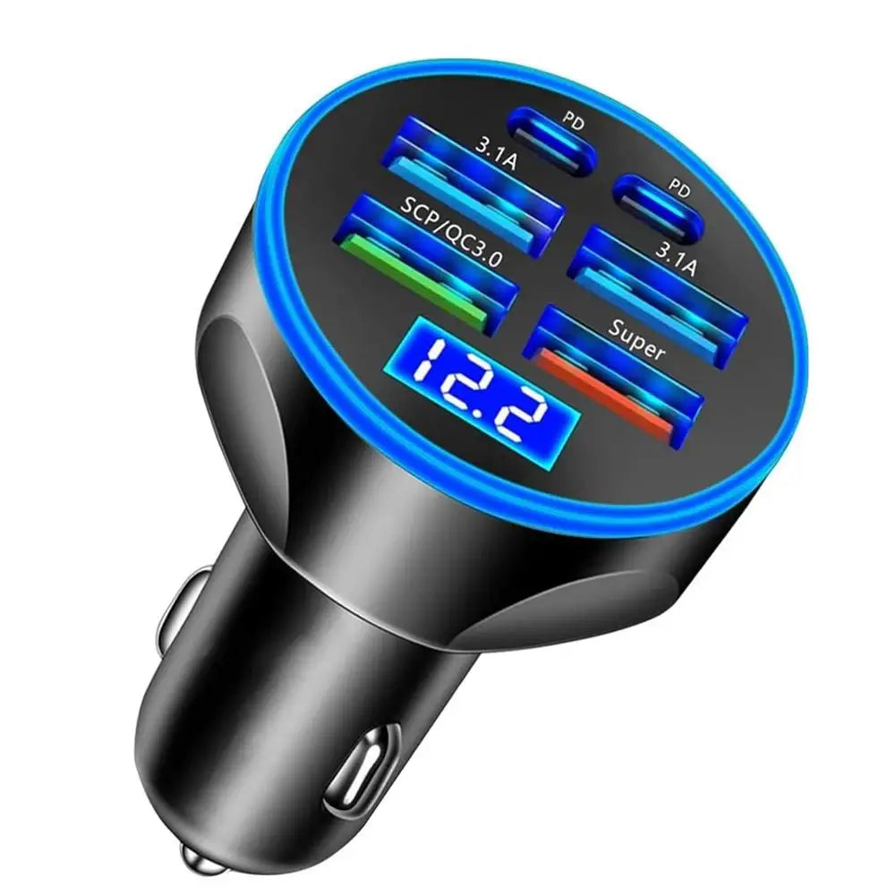 Fast Charging Car Phone Charger Adapter 4 Ports USB Car Charger Type C PD Quick Charge 3.0 Car Charger