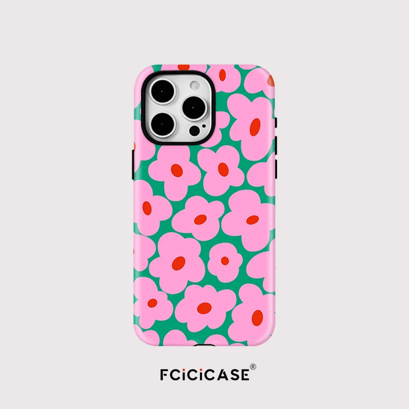 Fcicicase Magnetic Matte Bumper For Magsafe Case For iPhone 16 15 14 Plus 13 12 11 Pro Max Shockproof Hard PC Flower Cover