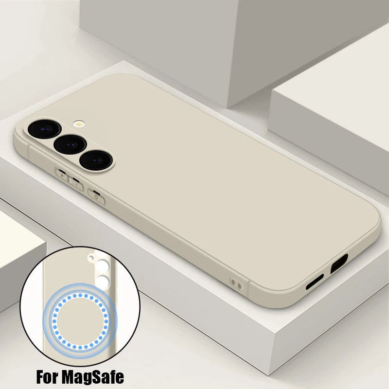 For Samsung Galaxy S26 S24 S23 S22 S21 S25 Ultra Plus S25 S24 S23 FE Case Luxury Magnetic For Magsafe Wireless Charge Soft Cover