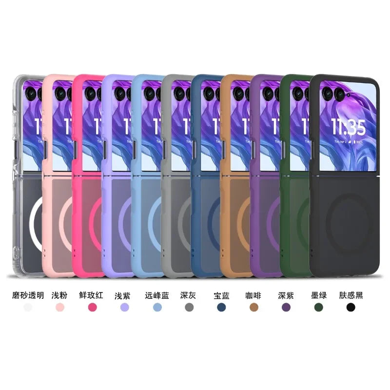 Luxury Matte Magnetic Charge Phone Case For Motorola Moto Razr 60 50 Ultra Razr + 2025 2024 2022 Skin Feel Shockproof Fold Cover