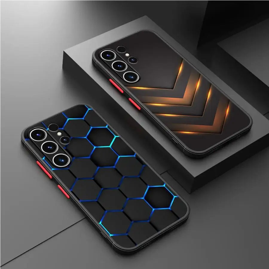 Fashion Honeycomb Matte Case For Samsung Galaxy S24 S22 S23 S20 S21 FE S10 Plus Capa Note 20 Ultra 10 Lite Phone Fundas