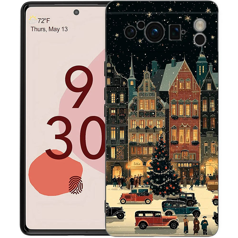 Cartoon Christmas Style Phone Case For Google Pixel 10A 10 9 8 7 6 Pro XL 9A 8A 6A 7A 5G Soft Shockproof TPU Black Cover
