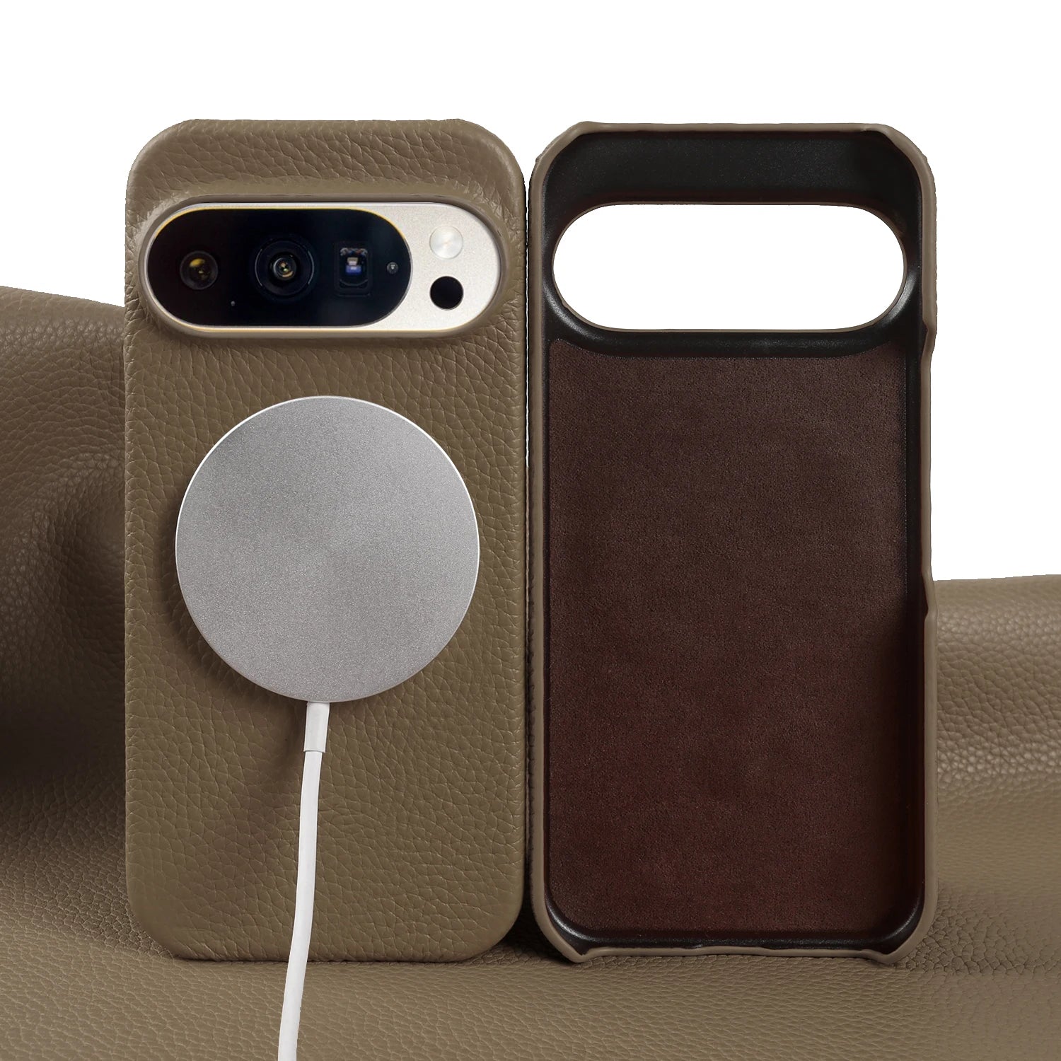 For Magsafe Magnetic Lychee Genuine Leather Case For Google Pixel 10 Pro XL 9 8 7 6 5 9A 8A 7A 6A Back Cover Phone Cases Coque