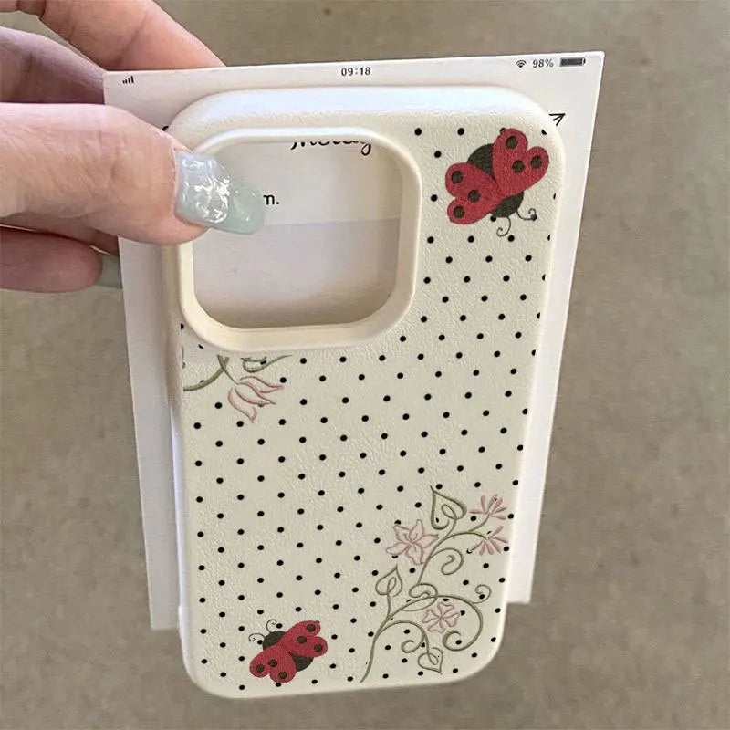 Polka Dot Flower Ladybug Pattern Phone Case for Samsung S26 S25 S24 S23 S22 S21 S20 Note20 Ultra Plus A73 A55 5G Silicone Cover