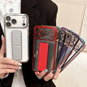 For iPhone 16 15 14 13 Pro Max Case Wrist Strap Magnetic Stand Kickstand Silicone Soft Protective Case for iPhone 17 Air Support