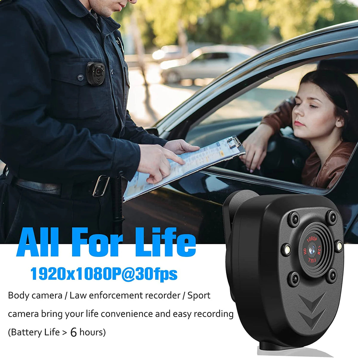 POVCAN Mini Body Camera Video Recorder Built-in Memory Card  Night Vision IR & Loop Record HD 1080P 4-6 HR Battery Life Wear