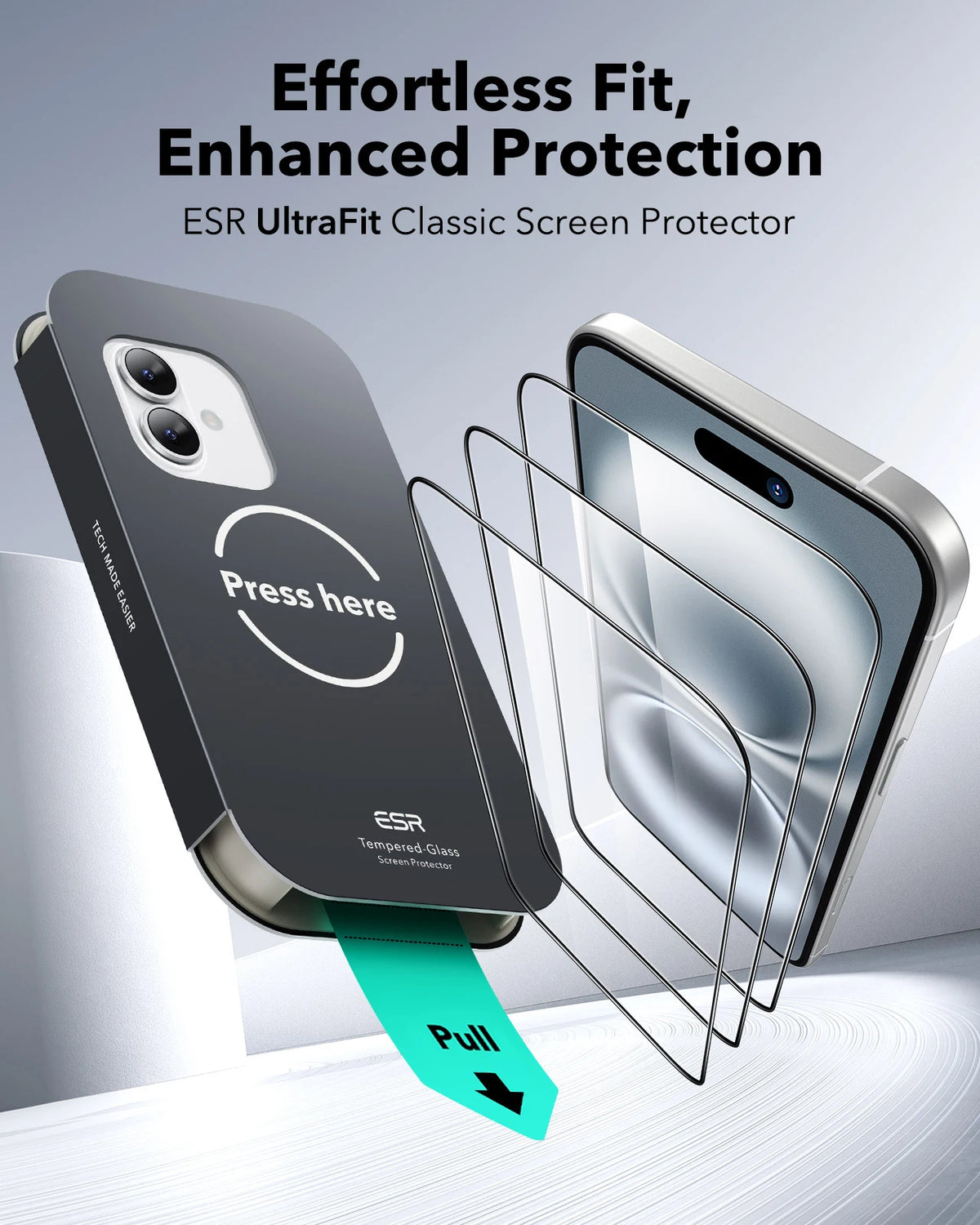 ESR 3-Pack Screen Protector for iPhone 18/17/16/15/14/13 Military-Grade Tempered Glass 9H Hardness Anti-Scratch