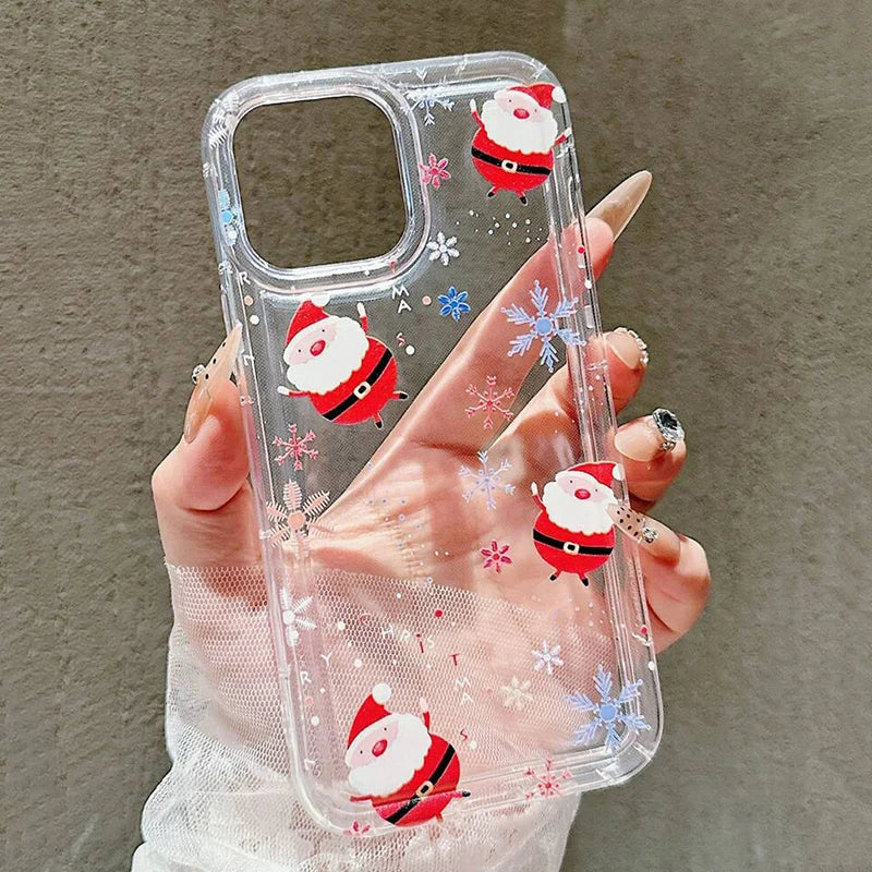 Snowflake Christmas Tree Phone Case for iPhone 17 16 Pro Max Air 15 14 Plus 13 12 11 Pro 7 8 XR X XS SE2 Shockproof Clear Cover