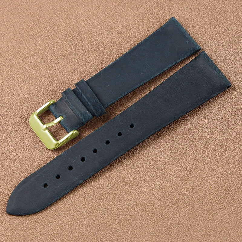 Vintage Handmade Genuine Leather Watchband 18 20 22MM Old Brown Black Soft Men's Watch Strap
